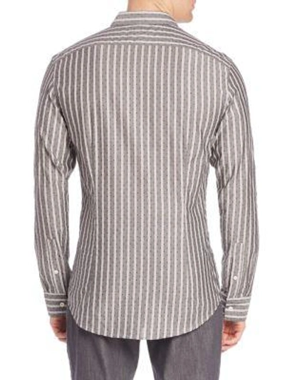 Shop John Varvatos Slim-fit Casual Button-down Shirt In Black-white