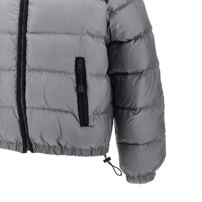 Miu Miu Light Pongé Down Jacket In Grey