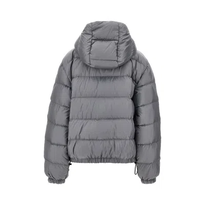 Miu Miu Light Pongé Down Jacket In Grey