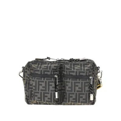 Fendi Mini Camera Case In Superlight Ff Zucca Technical Fabric With Adjustable Strap In Brown