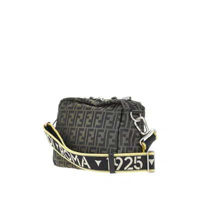 Fendi Mini Camera Case In Superlight Ff Zucca Technical Fabric With Adjustable Strap In Brown