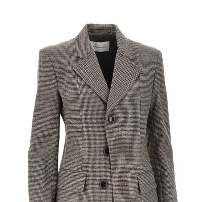 Ami Alexandre Mattiussi Houndstooth Single-breasted Jacket In Brown