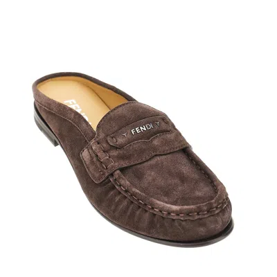 Fendi ' Scrunch' Suede Leather Sabot In Brown