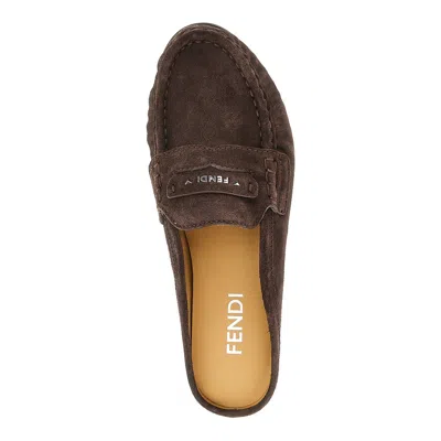 Fendi ' Scrunch' Suede Leather Sabot In Brown