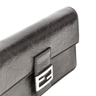 Fendi 'tube' Clutch With Double Strap In Black