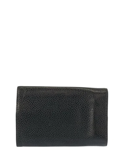 Chanel Black Leather Coco Mark Key Case In Brown