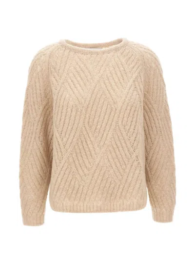 Hemisphere Cable-knit Diamond-pattern Sweater In Neutral