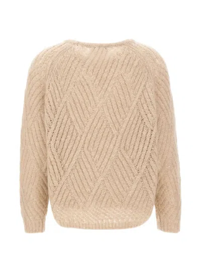 Hemisphere Cable-knit Diamond-pattern Sweater In Neutral