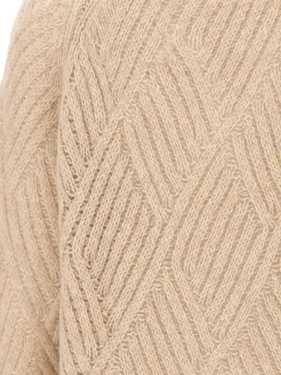 Hemisphere Cable-knit Diamond-pattern Sweater In Neutral