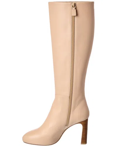 Stuart Weitzman Babette Platform Zip Leather Boot In Beige
