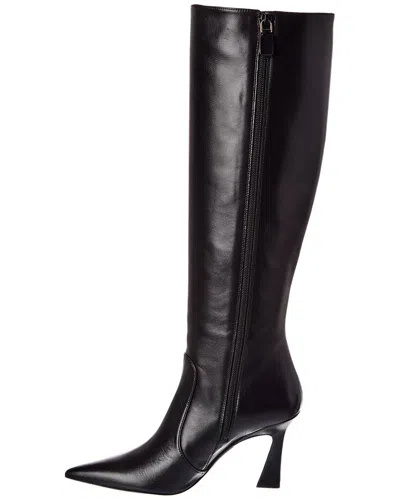 Stuart Weitzman Vinnie Zip Leather Boot 85 In Black