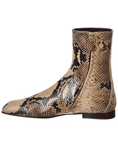 Khaite Colt Python-embossed Leather Bootie In Neutral