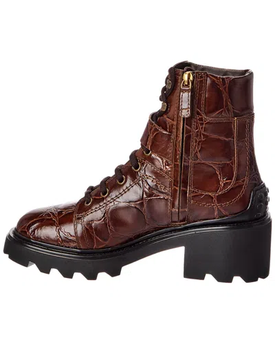 Tod's Embossed Leather Boot In Multi