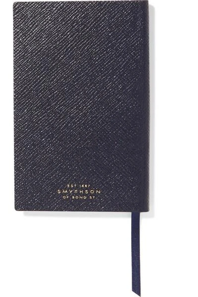 Shop Smythson Panama Blah Blah Blah Textured-leather Notebook In Navy
