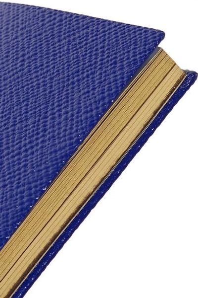 Shop Smythson Panama Live Love Laugh Textured-leather Notebook In Royal Blue
