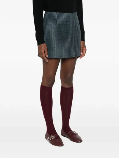 Stella Nova Check-pattern A-line Mini Skirt In Blue