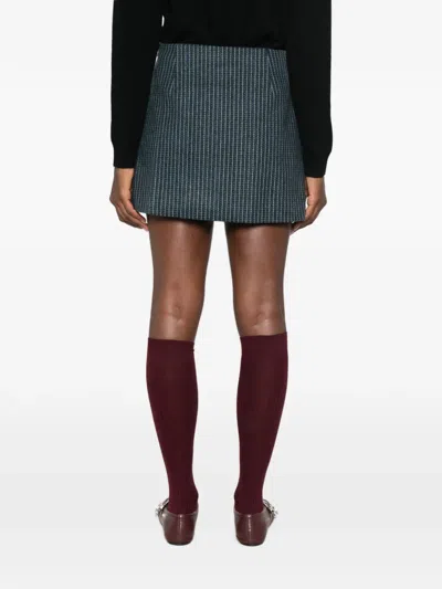 Stella Nova Check-pattern A-line Mini Skirt In Blue