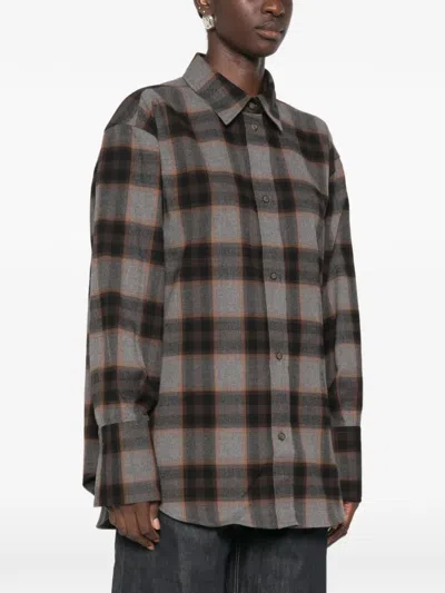 Rohe Check-print Buttoned Shirt In Brown