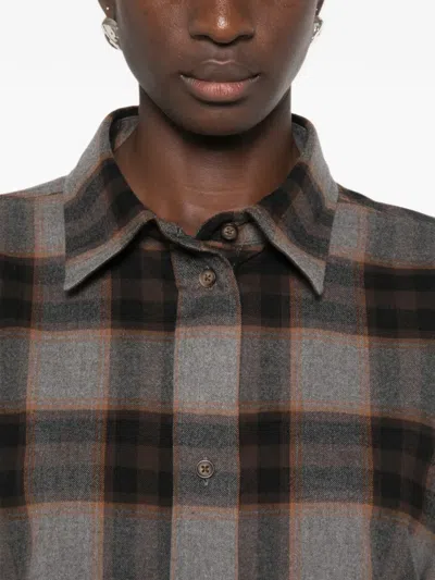 Rohe Check-print Buttoned Shirt In Brown