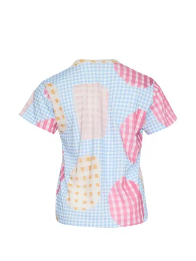 Tao Gingham Patchwork T-shirt In Blue