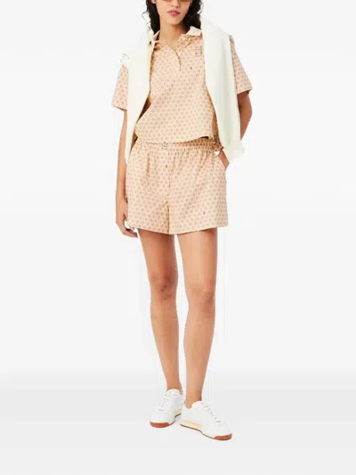Lacoste Printed Oversized Bermuda Shorts In Neutral