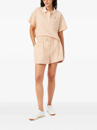 Lacoste Printed Oversized Bermuda Shorts In Neutral