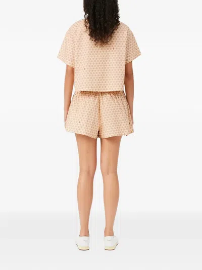 Lacoste Printed Oversized Bermuda Shorts In Neutral