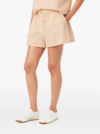 Lacoste Printed Oversized Bermuda Shorts In Neutral