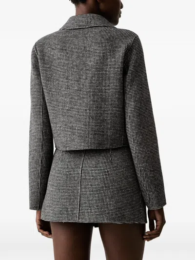 Ermanno Firenze Houndstooth-pattern Cropped Jacket In Black