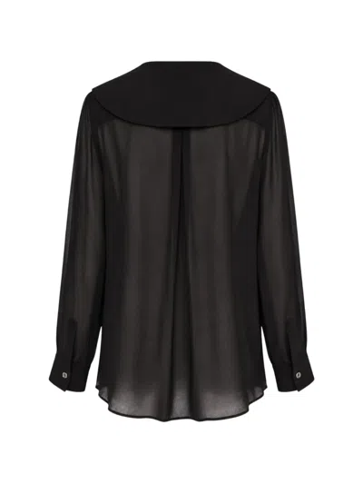 Comme Des Garçons Sheer Oversized-collar Blouse In Black