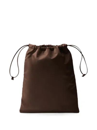 Prada Re-nylon Drawstring Bucket Bag In Brown