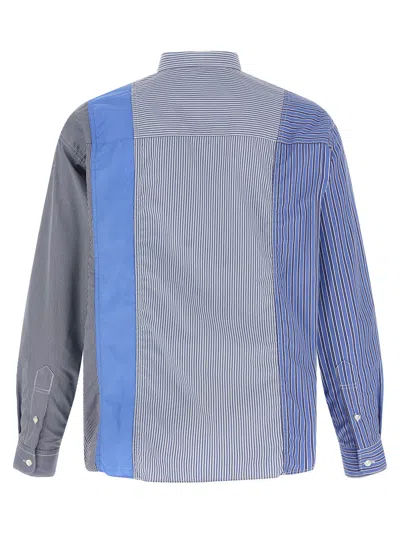 Comme Des Garçons Blue Patchwork Shirt In Black