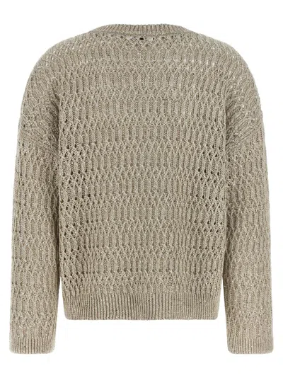 Brunello Cucinelli Micro Sequin Sweater Sweaters And Cardigans Beige In Neutral