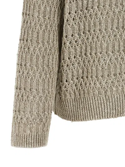 Brunello Cucinelli Micro Sequin Sweater Sweaters And Cardigans Beige In Neutral