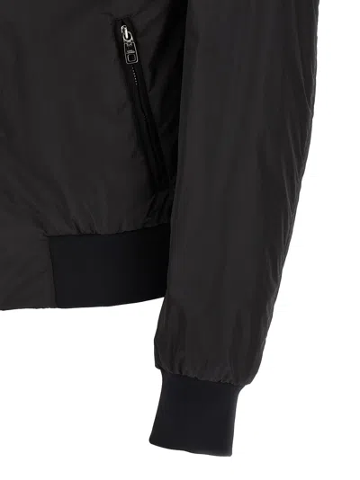 Dolce & Gabbana Dg Logo Patch Bomber Style Jacket In Black
