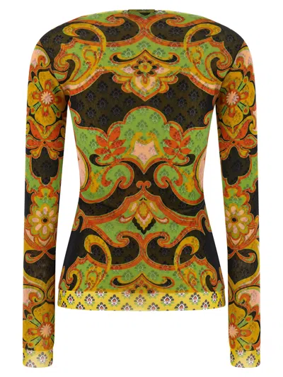 Etro Baroque Patterned Mesh Sweater In Multi