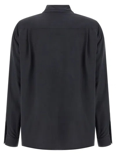 Max Mara Mxmsiamese Collared Shirt Long Sleeves Pocket In Gray