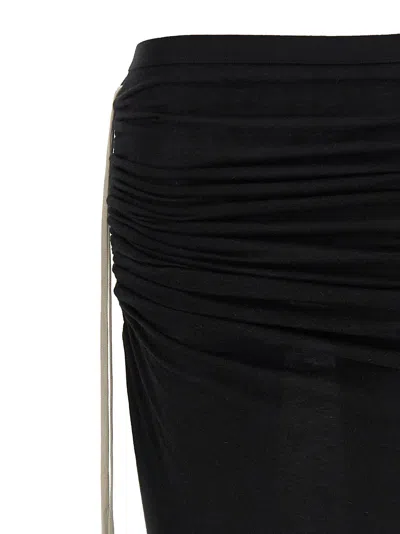 Rick Owens Draped Drawstring Maxi Ruched Side Slit In Black