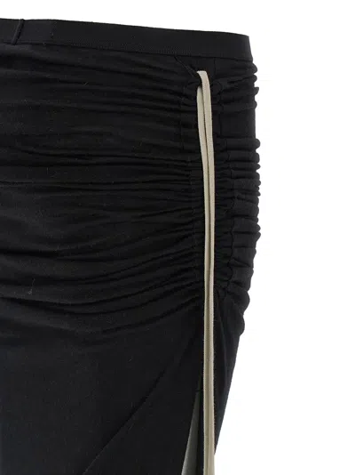 Rick Owens Draped Drawstring Maxi Ruched Side Slit In Black