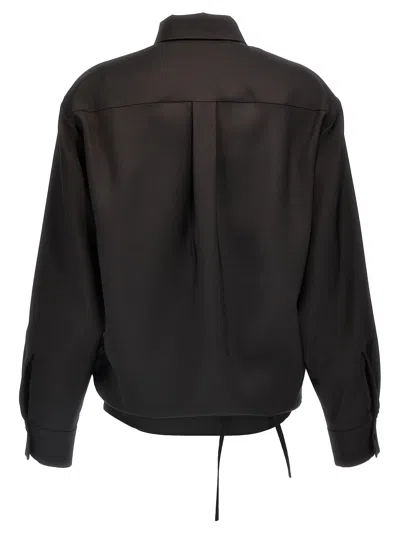 Valentino Garavani Wool-mohair-silk Button-front Shirt For Women In Black