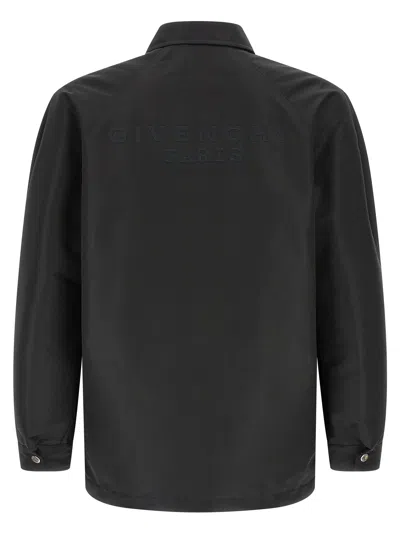 Givenchy Coach Jacket In Polyfaille Embroidered Paris In Green