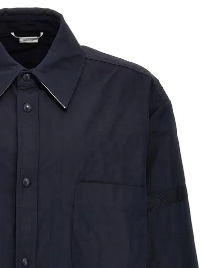 Thom Browne Button-up Overshirt Checkered Pattern In Blue
