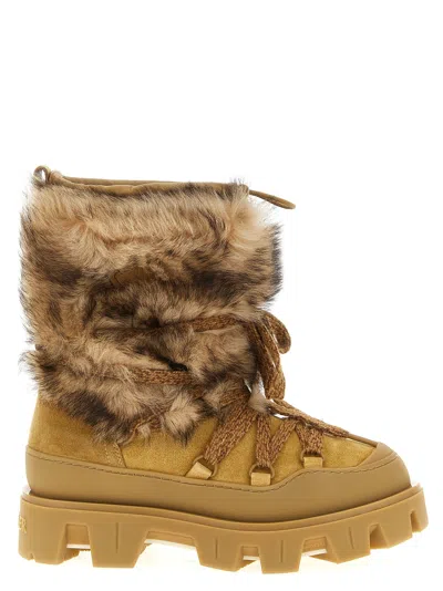 Moncler Peak Apres Suede And Shearling Ankle Boots In Brown