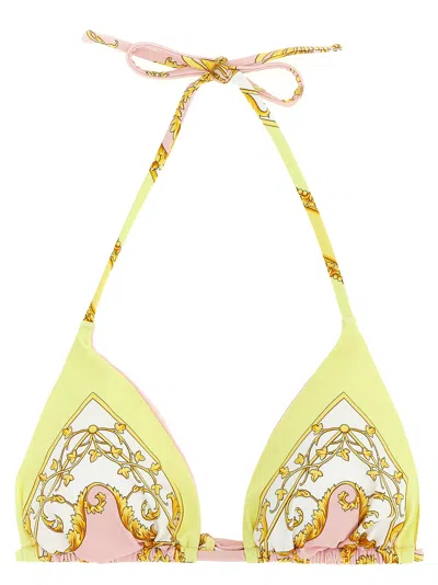 Versace Spring Barocco Triangle Bikini Top In Multi