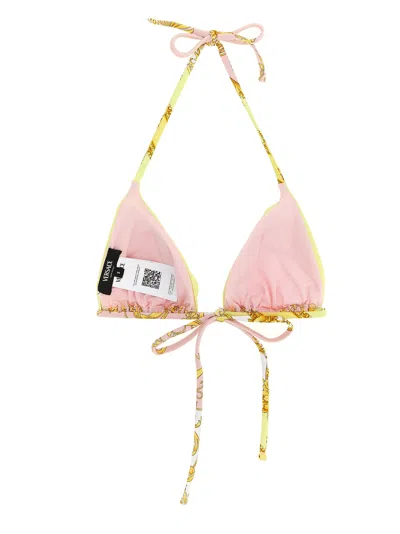Versace Spring Barocco Triangle Bikini Top In Multi