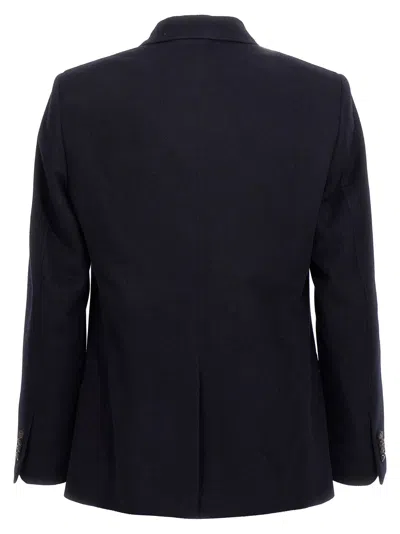 Etro Dark Blue Double Breasted Blazer In Blue