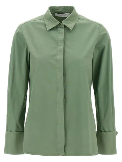 Max Mara French Collared Shirt With Back Yoke And Pleat In Bicolor