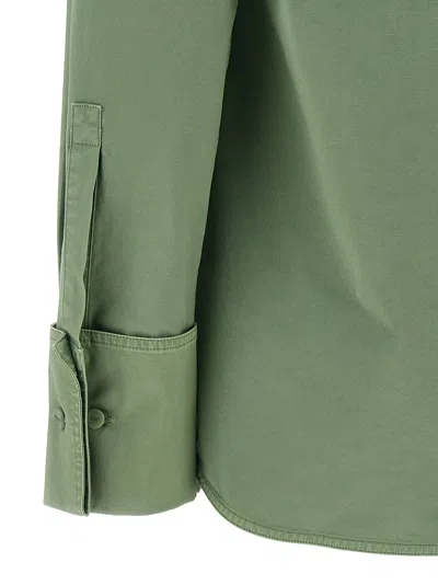 Max Mara French Collared Shirt With Back Yoke And Pleat In Bicolor