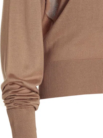 Ramael Beige Cut Out Insert Top Sweater In Brown