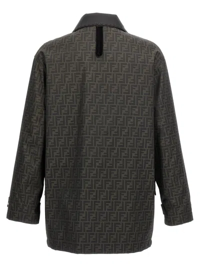Fendi Blouson In Jacquard Ff In Gray
